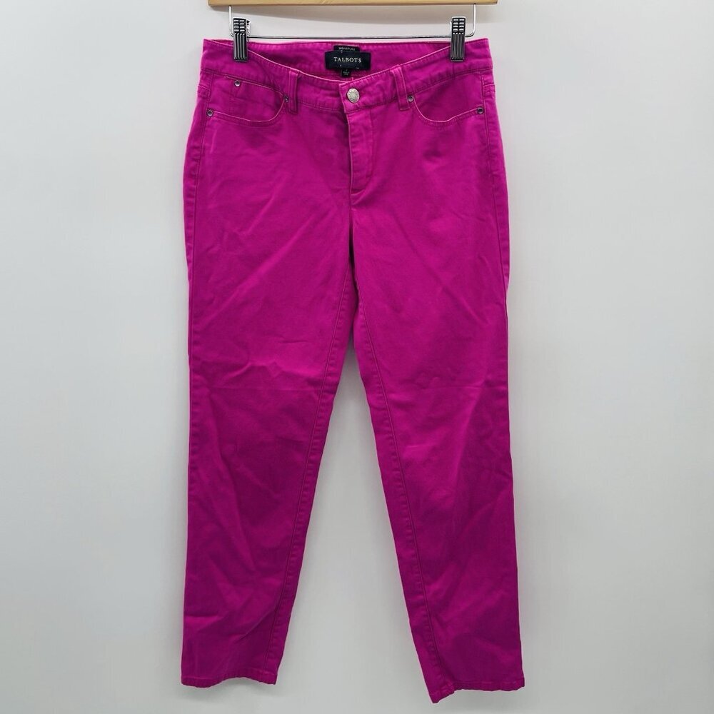 Talbots Womens Size 2 Mid Rise Signature Slim Ankle Casual Pants in Pink Stretch